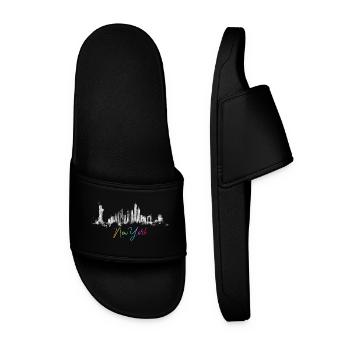 Urban Skyline Watercolor Design, New York, NYC - Claquettes Homme - noir - Devant