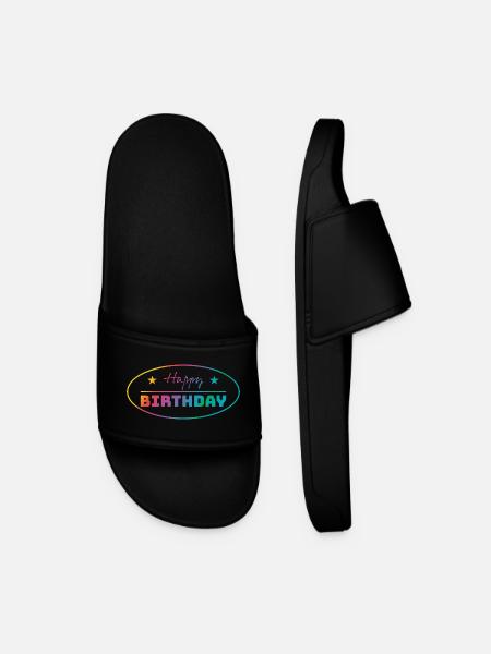 Tshirt happy birthday oval bunt - Men’s Pool Sliders - black