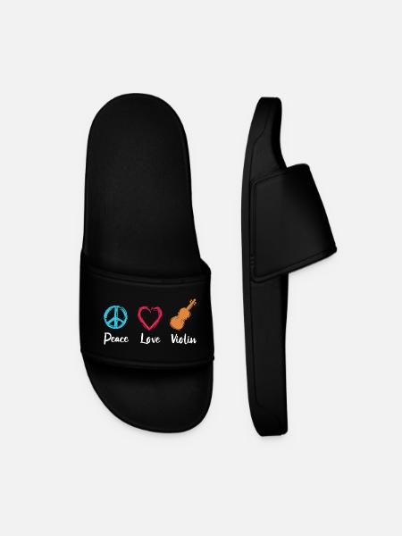 Peace Love Violin - Men’s Pool Sliders - black