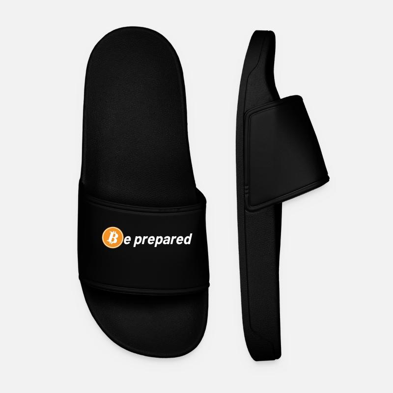 Bitcoin Logo Be Prepared - Men’s Pool Sliders - black