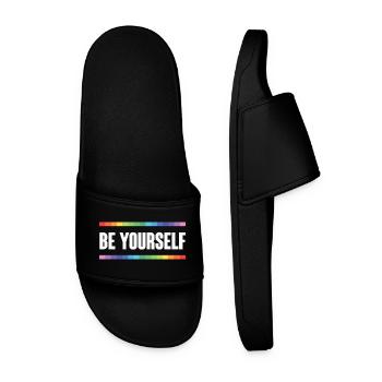 LGBTQ Pride Month - Be Yourself - Men’s Pool Sliders - black - Front