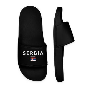 Flag of Serbia, Serbian pride - Men’s Pool Sliders - black - Front