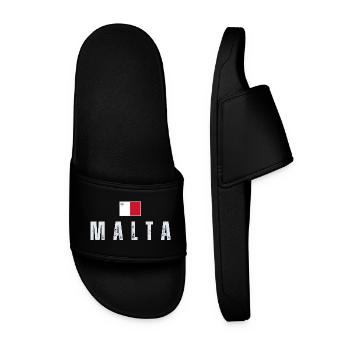 Flagge von Malta, maltesischer Patriot - Männer Badelatschen - Schwarz - Vorne