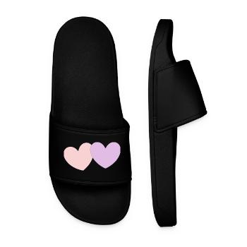 Cadeau pastel en cœur pour la Saint-Valentin - Claquettes Homme - noir - Devant