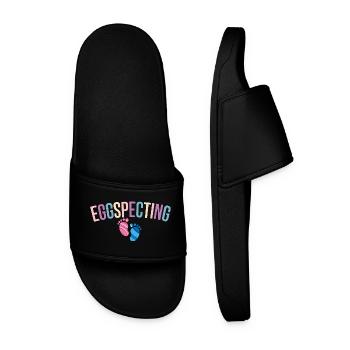 Eggspecting Easter Pregnancy Reveal Cute Mom - Men’s Pool Sliders - black - Front
