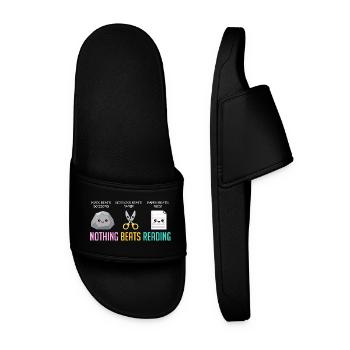 Nothing Beats Reading Book Rock Paper Scissor - Men’s Pool Sliders - black - Front