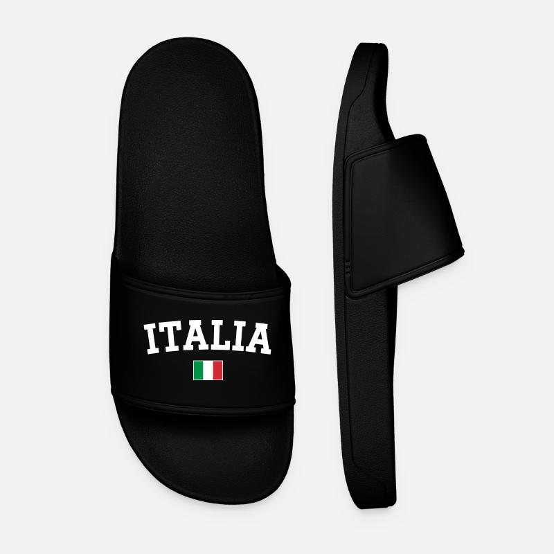 Italy Flag Design White - Men’s Pool Sliders - black