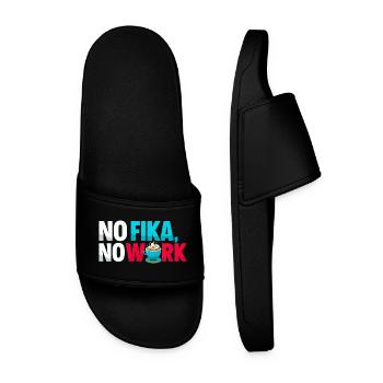 No Fika No Work - Swedish Coffee Break Typography - Men’s Pool Sliders - black - Front