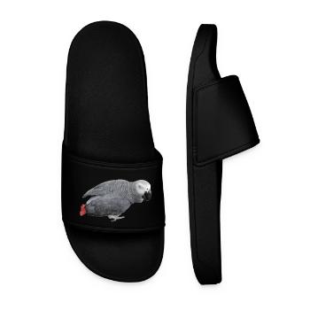 gray bird - Men’s Pool Sliders - black - Front