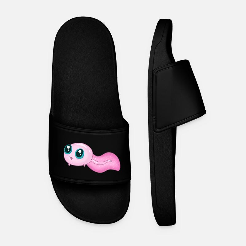 Cute Pink Tadpole - Men’s Pool Sliders - black