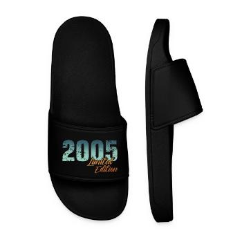 18th birthday 2005 Born 18 years - Men’s Pool Sliders - black - Front