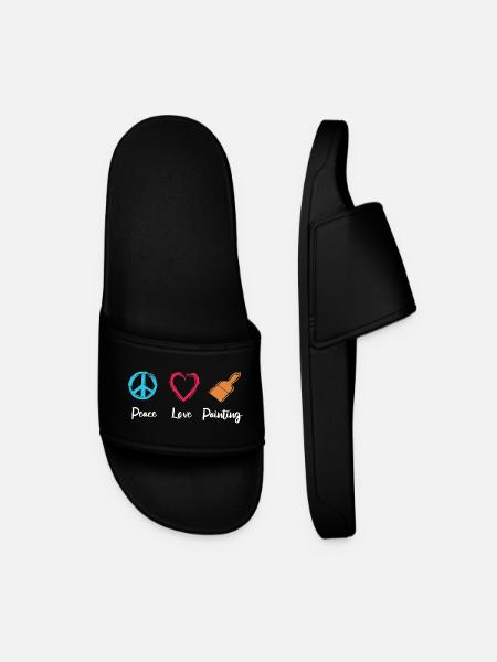 Peace Love Paint - Men’s Pool Sliders - black