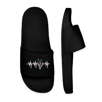 Heartbeat Confetti Carnival Party - Men’s Pool Sliders - black - Front