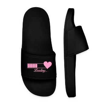 Heart Charging Indicator: Love in Progress - Men’s Pool Sliders - black - Front