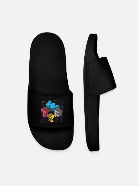 What THE FUCK WTF - Men’s Pool Sliders - black