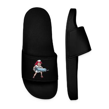 Syringe Vaccination Nurse Lustig Medicine - Men’s Pool Sliders - black - Front