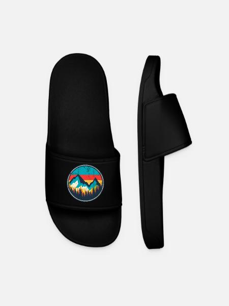 Aurora Ridge Mountain Sunset - Men’s Pool Sliders - black