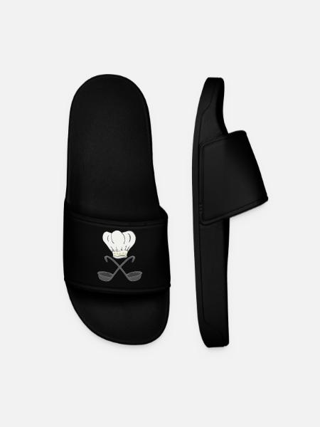Chef's hat with soup ladles, cooking - Men’s Pool Sliders - black
