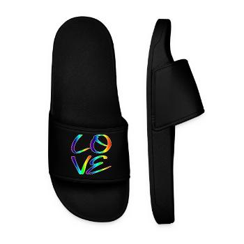 GLEICHHEIT LIEBE RESPEKT - REGENBOGEN LGBTQ - Männer Badelatschen - Schwarz - Vorne