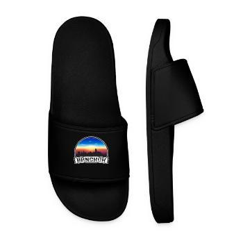 Bangkok Thailand Skyline Vintage Sunset Travel Sou - Men’s Pool Sliders - black - Front