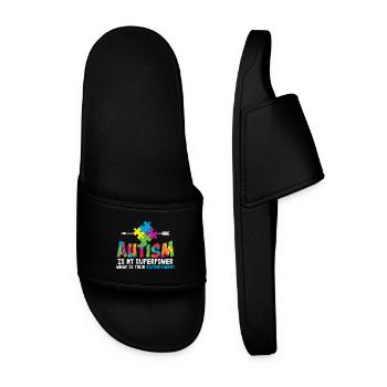 Autism is My Superpower Autism Awareness - Men’s Pool Sliders - black - Front
