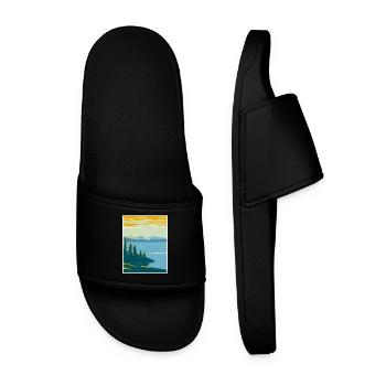 Yellowstone Lake in Yellowstone WPA Poster Art Dec - Men’s Pool Sliders - black - Front