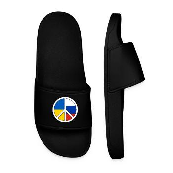 Peace symbol with color block pattern - Men’s Pool Sliders - black - Front
