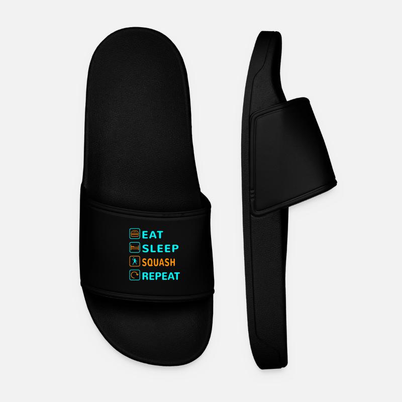 Eat. Sleep. Squash. Repeat Design - Men’s Pool Sliders - black
