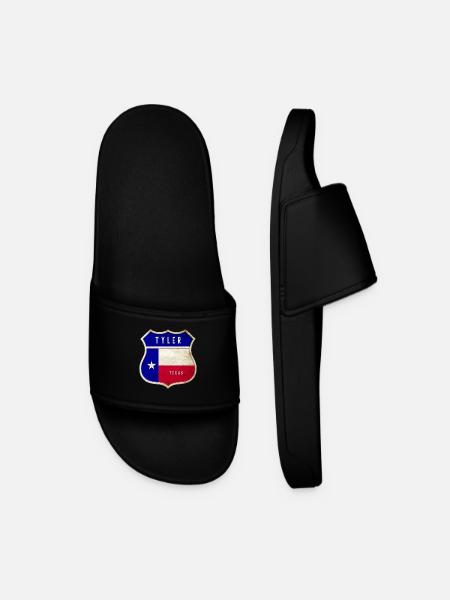 Tyler Texas crest flags design - Men’s Pool Sliders - black