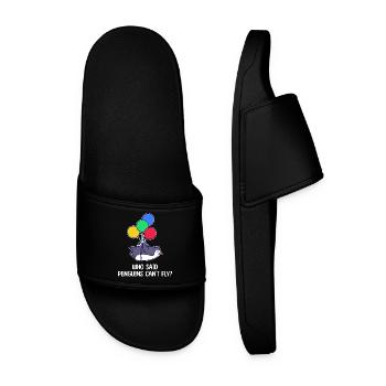 Penguin Bird Statement Humorous Animal Balloon - Men’s Pool Sliders - black - Front