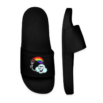 Lustig Lgbt Homo Regenbogen Bisexuell Transgender - Männer Badelatschen - Schwarz - Vorne