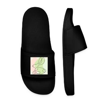 EASTER BUNNY LINE DRAWING - Men’s Pool Sliders - black - Front
