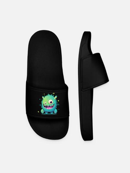 A happy monster to cuddle - Men’s Pool Sliders - black