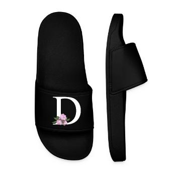 Blumendesign mit Pastellrosen und Blättern D - Männer Badelatschen - Schwarz - Vorne