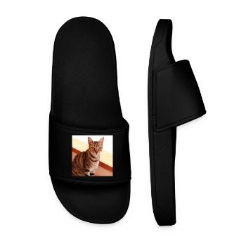 Katze Kätzchen Poster quadratisch Katzenposter - Männer Badelatschen - Schwarz - Vorne