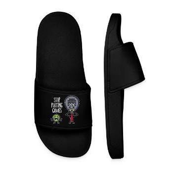 Player Padel Racket Padel Team Statement Coach - Men’s Pool Sliders - black - Front