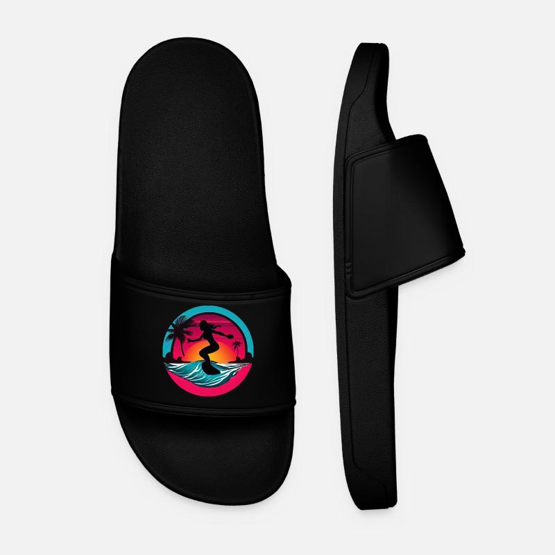 Frauen Surfer Surfbrett Surfen - Männer Badelatschen - Schwarz