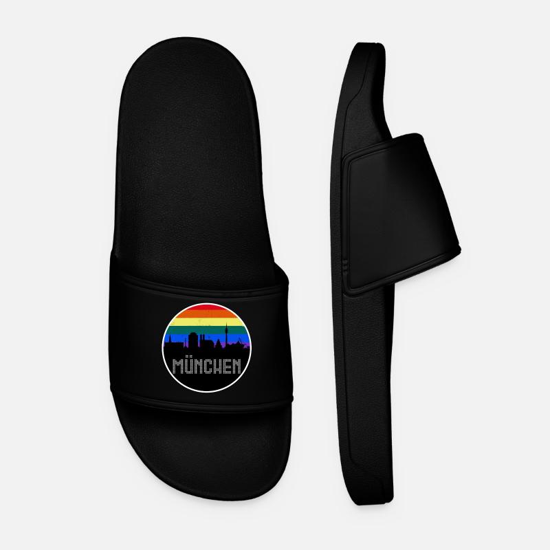 München Skyline Regenbogen - Männer Badelatschen - Schwarz
