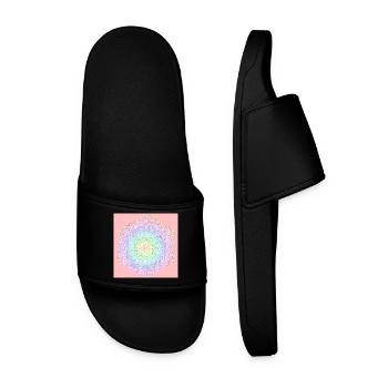 Flower of Life White - 5th Dimension - Men’s Pool Sliders - black - Front