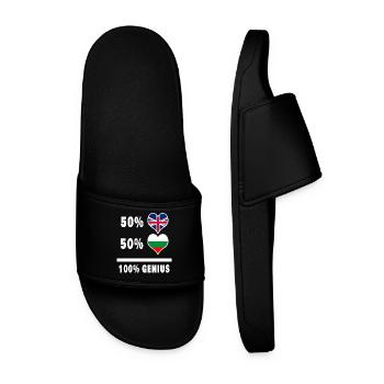 Bulgaria and Great Britain 100% Genius Flag - Men’s Pool Sliders - black - Front