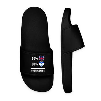 Israel and Great Britain 100% Genius Flag - Men’s Pool Sliders - black - Front