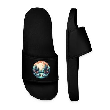 Moonlight Forest by the Lake - Men’s Pool Sliders - black - Front