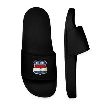 The Hague Netherlands flag coat of arms design - Men’s Pool Sliders - black - Front