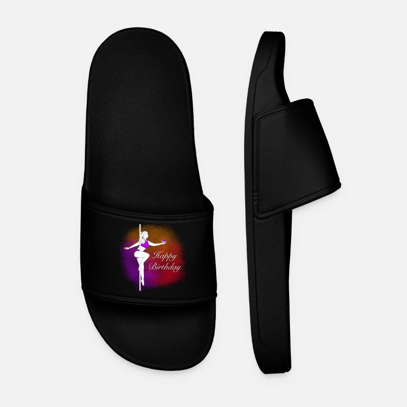Pole Dance Birthday Gradient Illustration - Men’s Pool Sliders - black