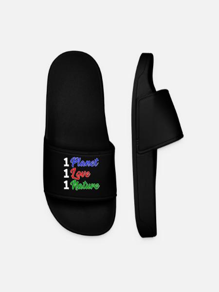Mother Earth Planet Nature Statement Conservation - Men’s Pool Sliders - black