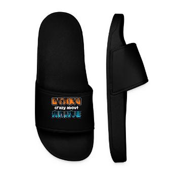 Otaku Anime Animation Japan Manga Statement Comic - Men’s Pool Sliders - black - Front