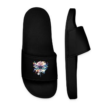 Hippie capteur de rêves avec coiffe de plumes et libellule - Claquettes Homme - noir - Devant