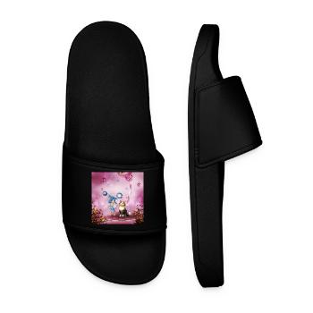 Sweet fairy is playing with cute cat - Men’s Pool Sliders - black - Front