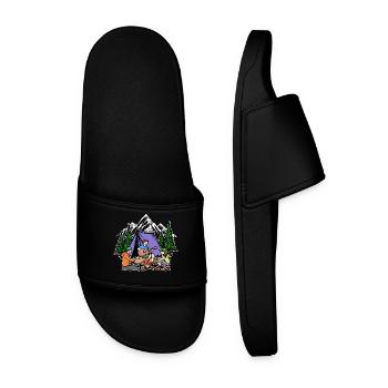 Camping Nature Campsite Camping Chilling Mountains - Men’s Pool Sliders - black - Front