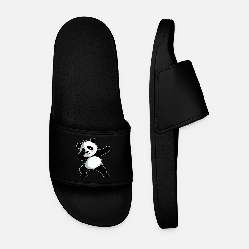 Dabbing Panda - Men’s Pool Sliders - black